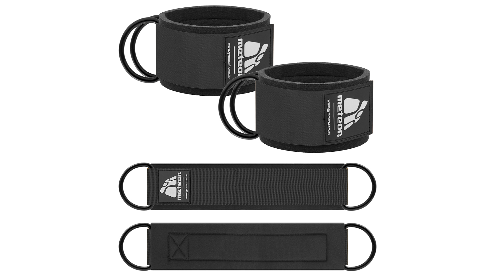 Meteor For The Winners Ankle Straps Wrist Cuff Pair Cable Pulley Machine Accessories - Black