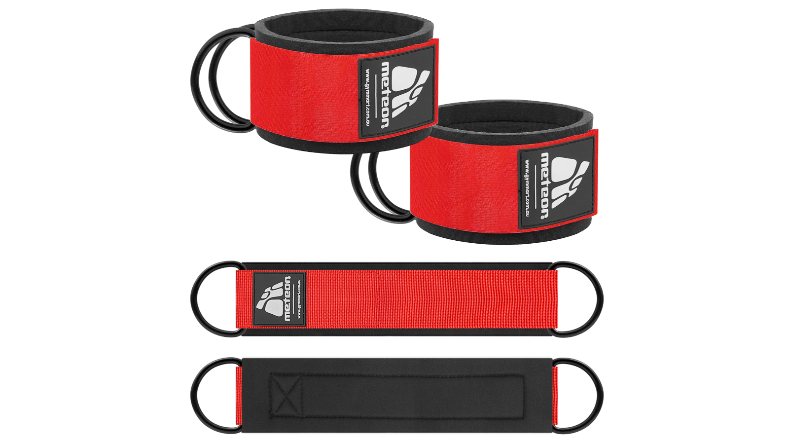 Meteor For The Winners Ankle Straps Wrist Cuff Pair Cable Pulley Machine Accessories - Black/Red