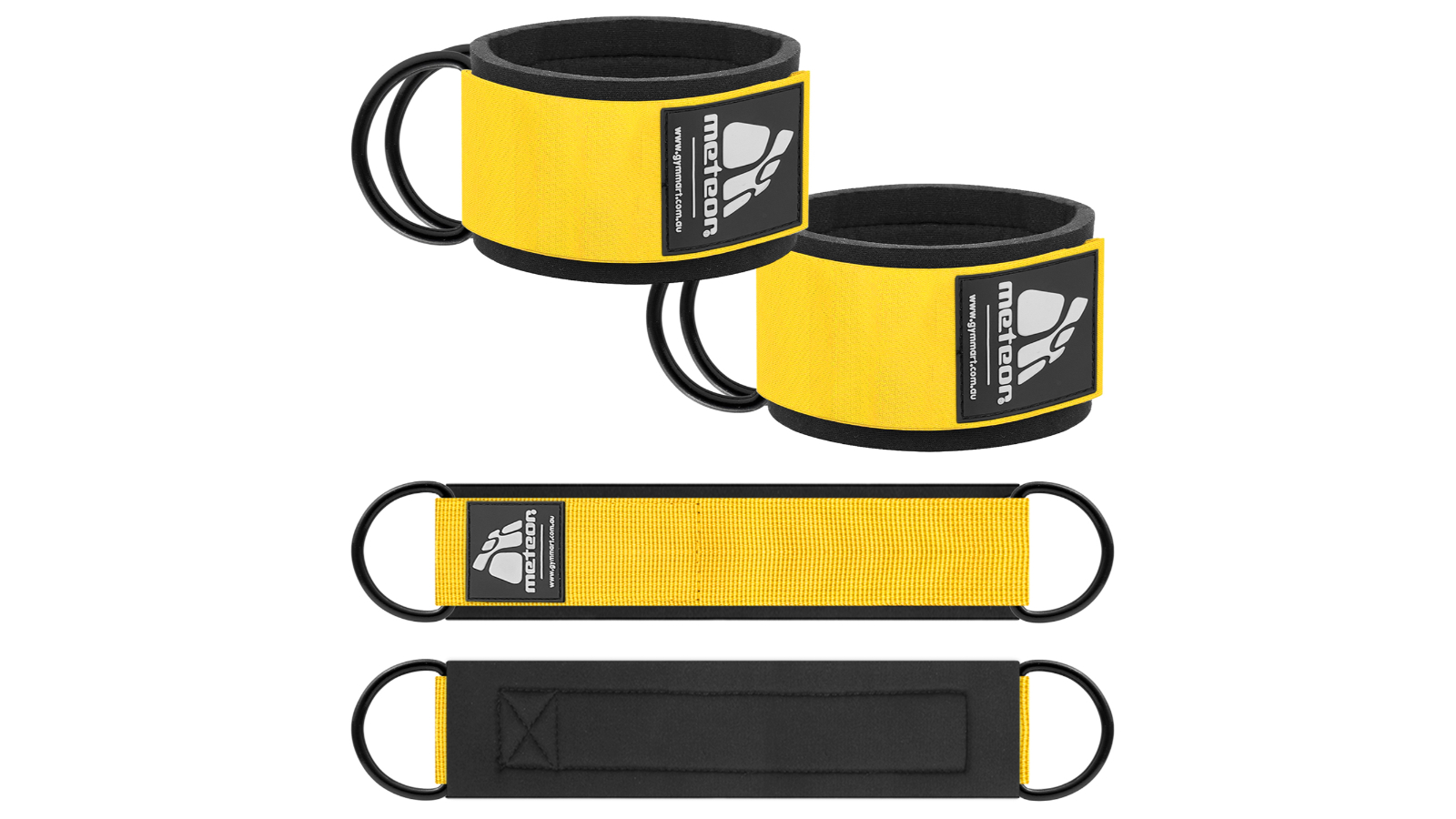 Meteor For The Winners Ankle Straps Wrist Cuff Pair Cable Pulley Machine Accessories - Black/Yellow