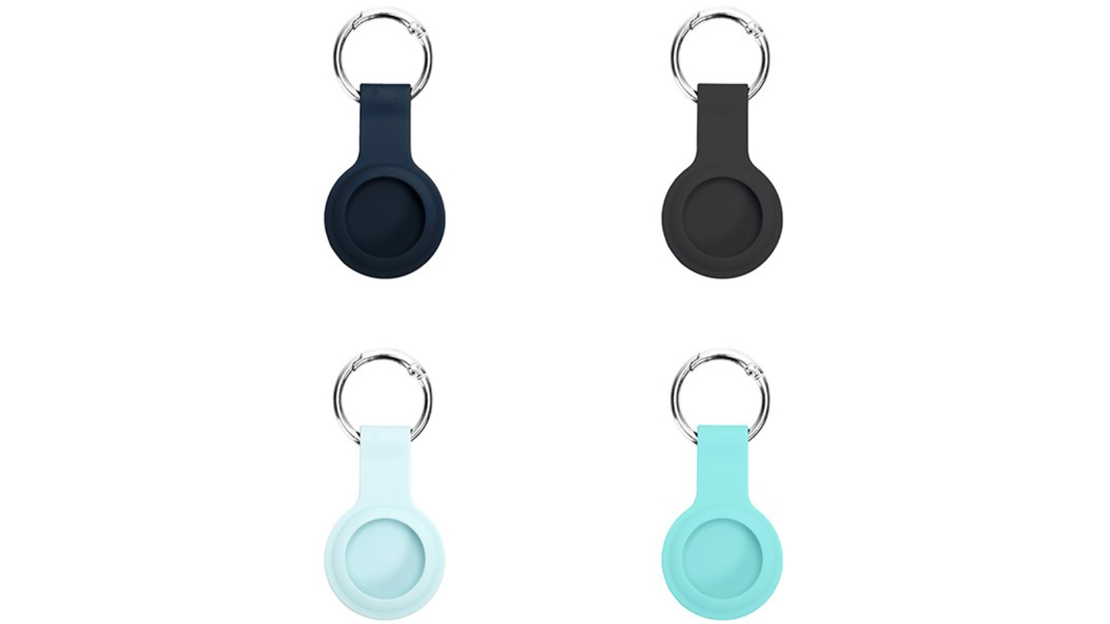 Laser Pack of 4 Silicone Keyring AirTag - Blue - Green
