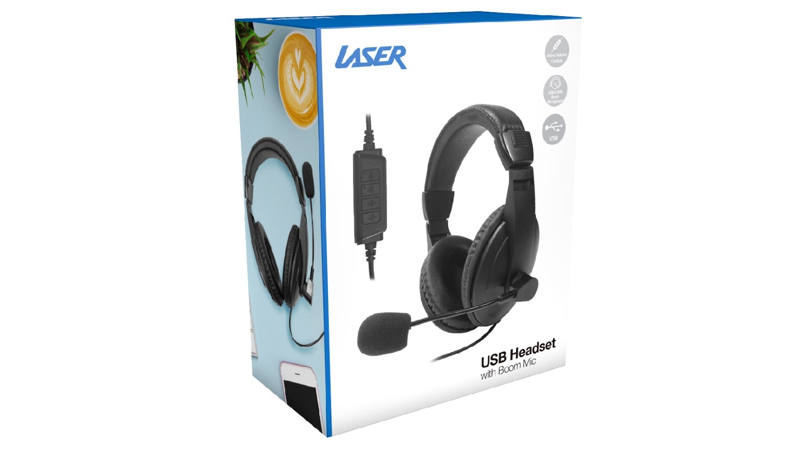 Laser Headset with Boom Mic Black Harvey Norman