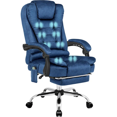 Alfordson Massage Office Chair with Heated Seat - Velvet Blue