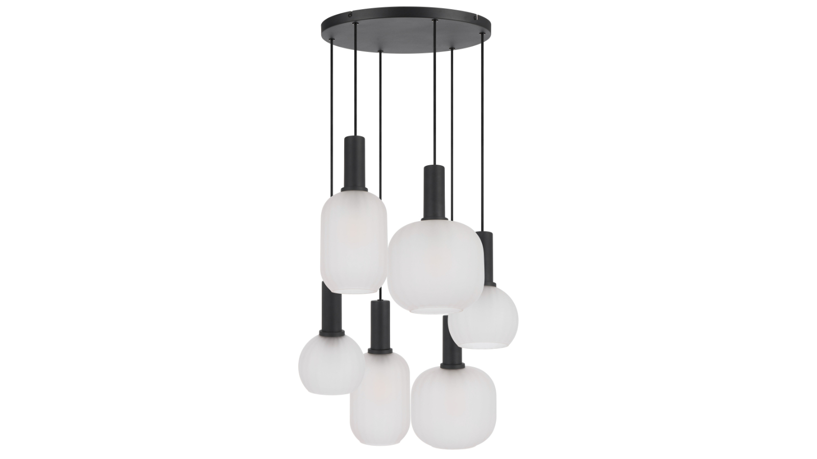 Pretty & Practical La Spezia Black and Frost Glass Pendant Light