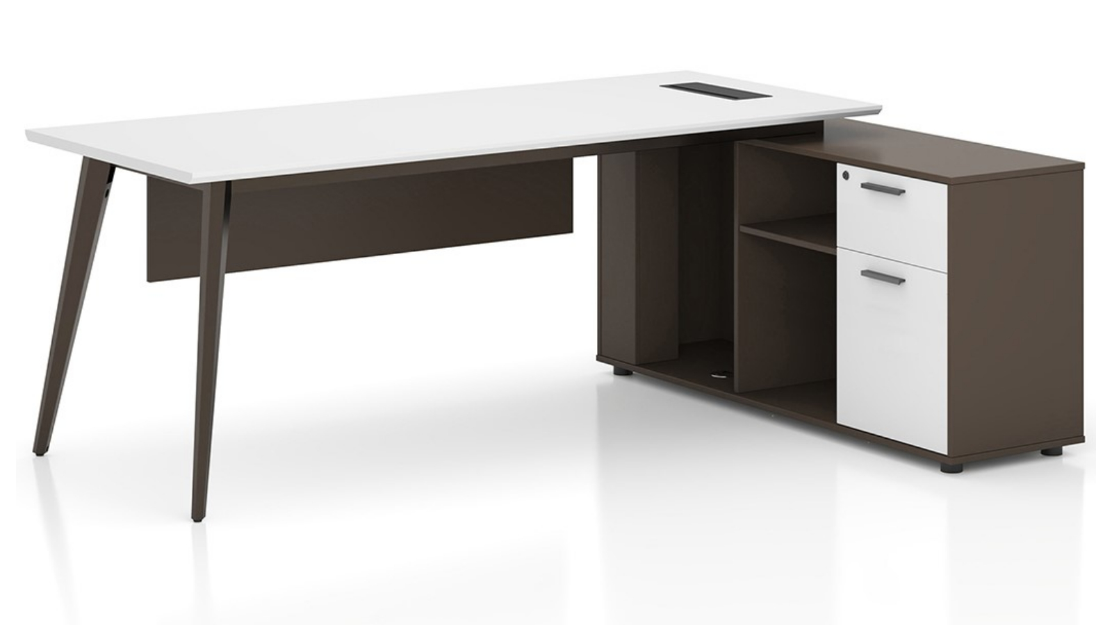 HelloFurniture Esma White and Grey L-shaped Executive Desk - 2metre