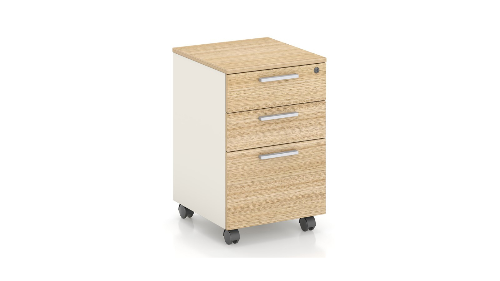 HelloFurniture Esma Mobile Pedestal Office Cabinet Drawer Rhine Light Oak and White