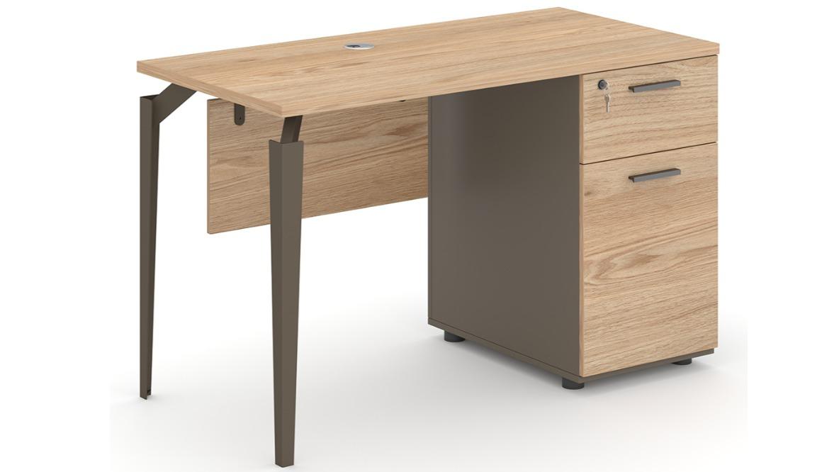 HelloFurniture Oak Brown Ellis Office Computer Desk - 120cm