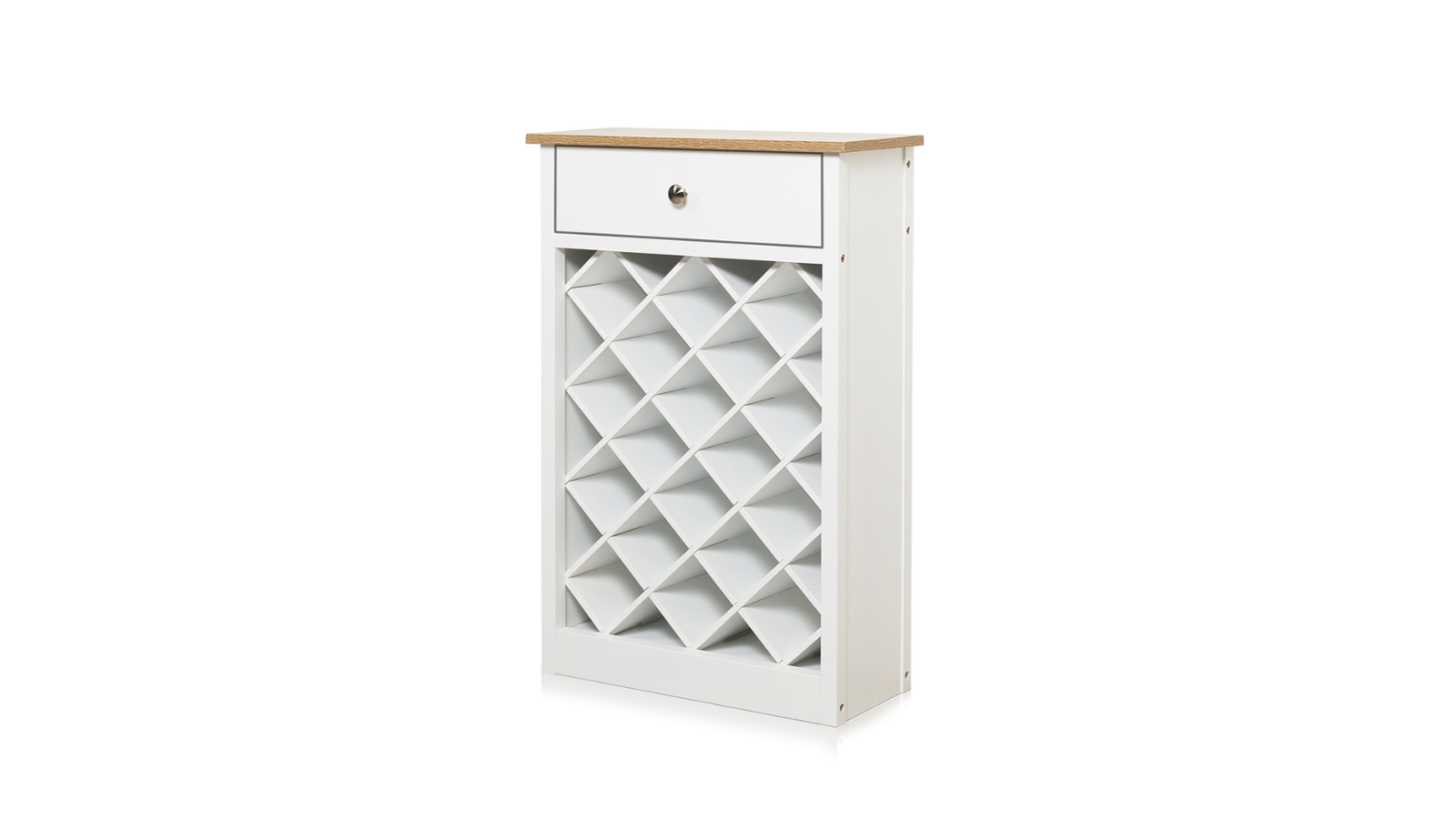 HelloFurniture Hamptons Wine Cabinet with Drawer - White