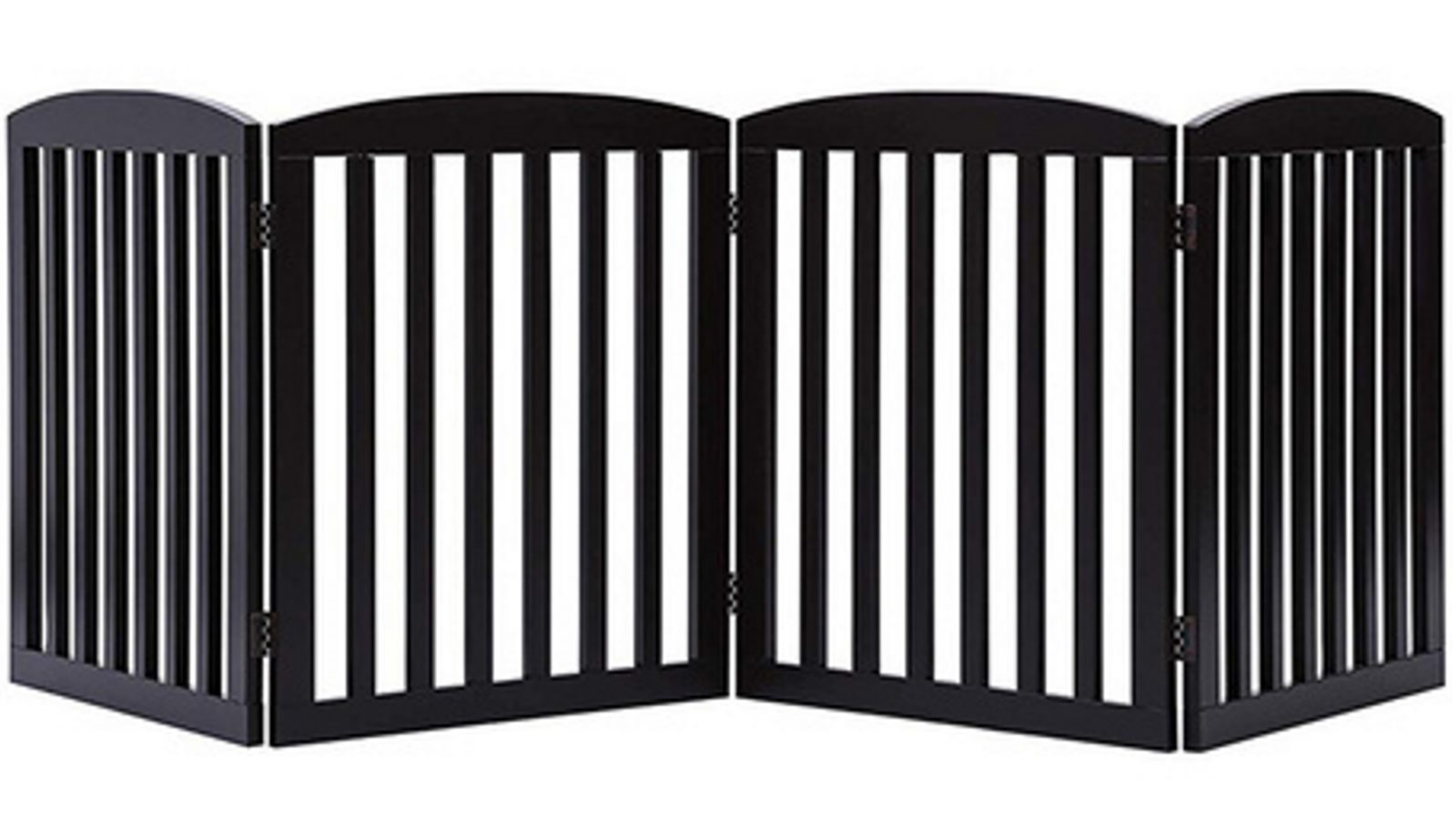 HelloFurniture Freestanding Wooden Pet Gate 4 Panel Foldable Fence - Brown