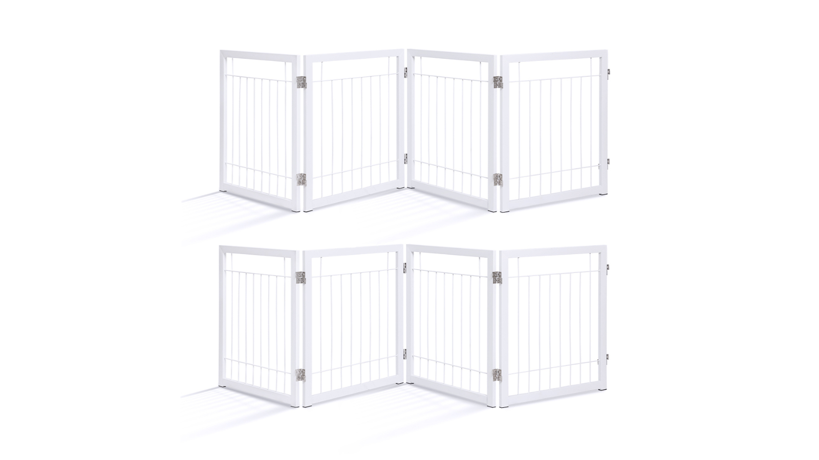 HelloFurniture Set of 2 Foldable 4-Panel Metal Pet Fence - White