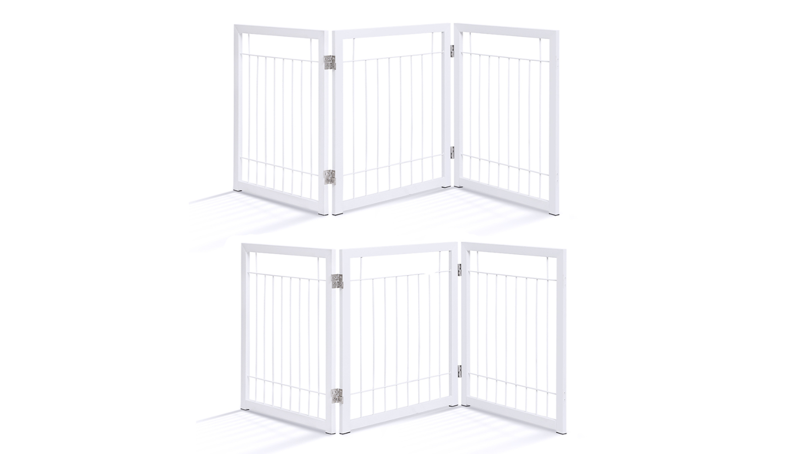 HelloFurniture 3-Panel Foldable Metal Pet Fence - White