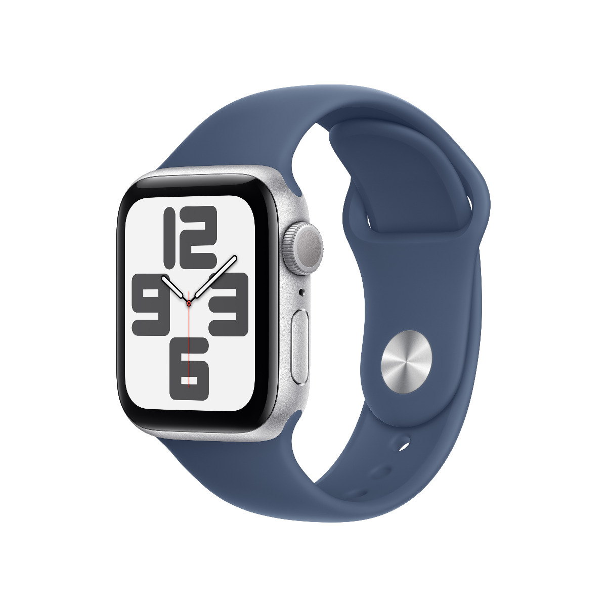 Apple Watch SE GPS 40mm Silver Aluminium Case with Denim Sport Band S M Harvey Norman