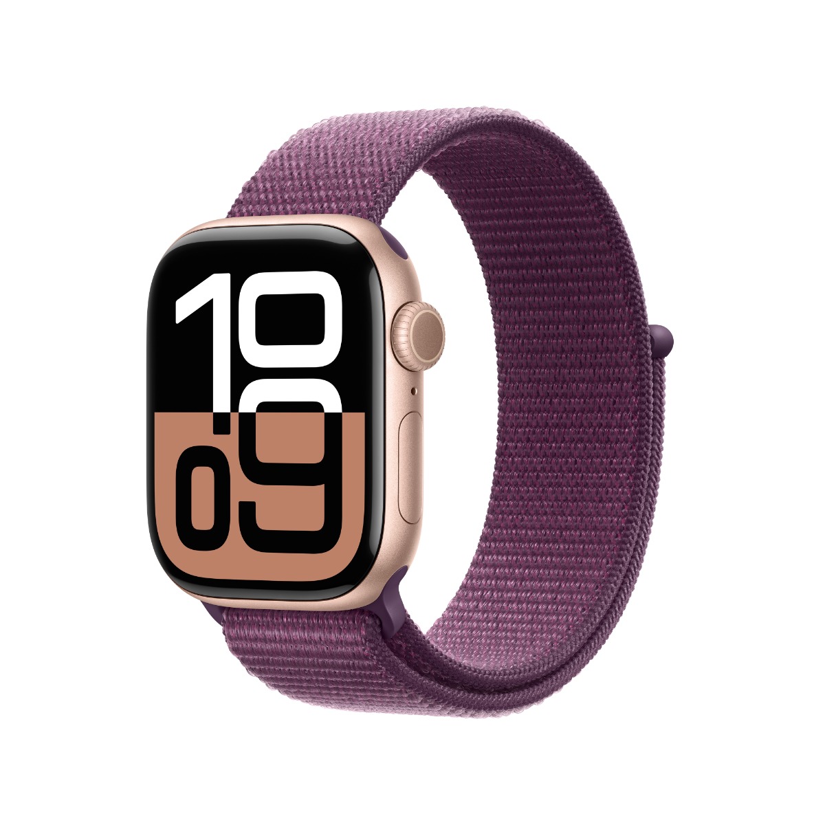 Apple Watch Series 10 GPS 42mm Rose Gold Aluminium Case with Plum Sport Loop Harvey Norman