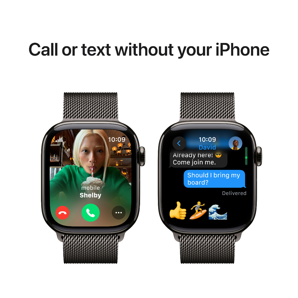Apple Watch Series 10 GPS Cellular 42mm Slate Titanium Case with Slate Milanese Loop Harvey Norman