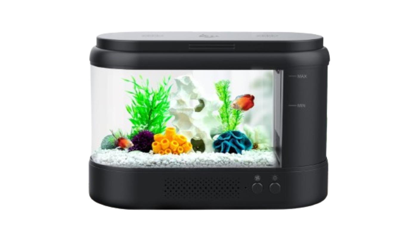 Hygger Small Betta Fish Tank with LED Light - Black