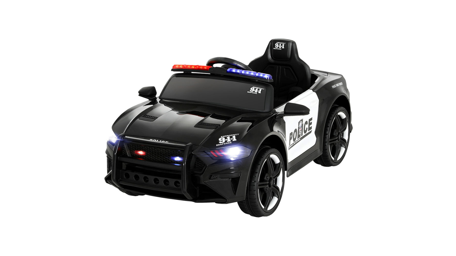 Rigo 12V Kid Battery Powered Ride On Electric Police Car - Black