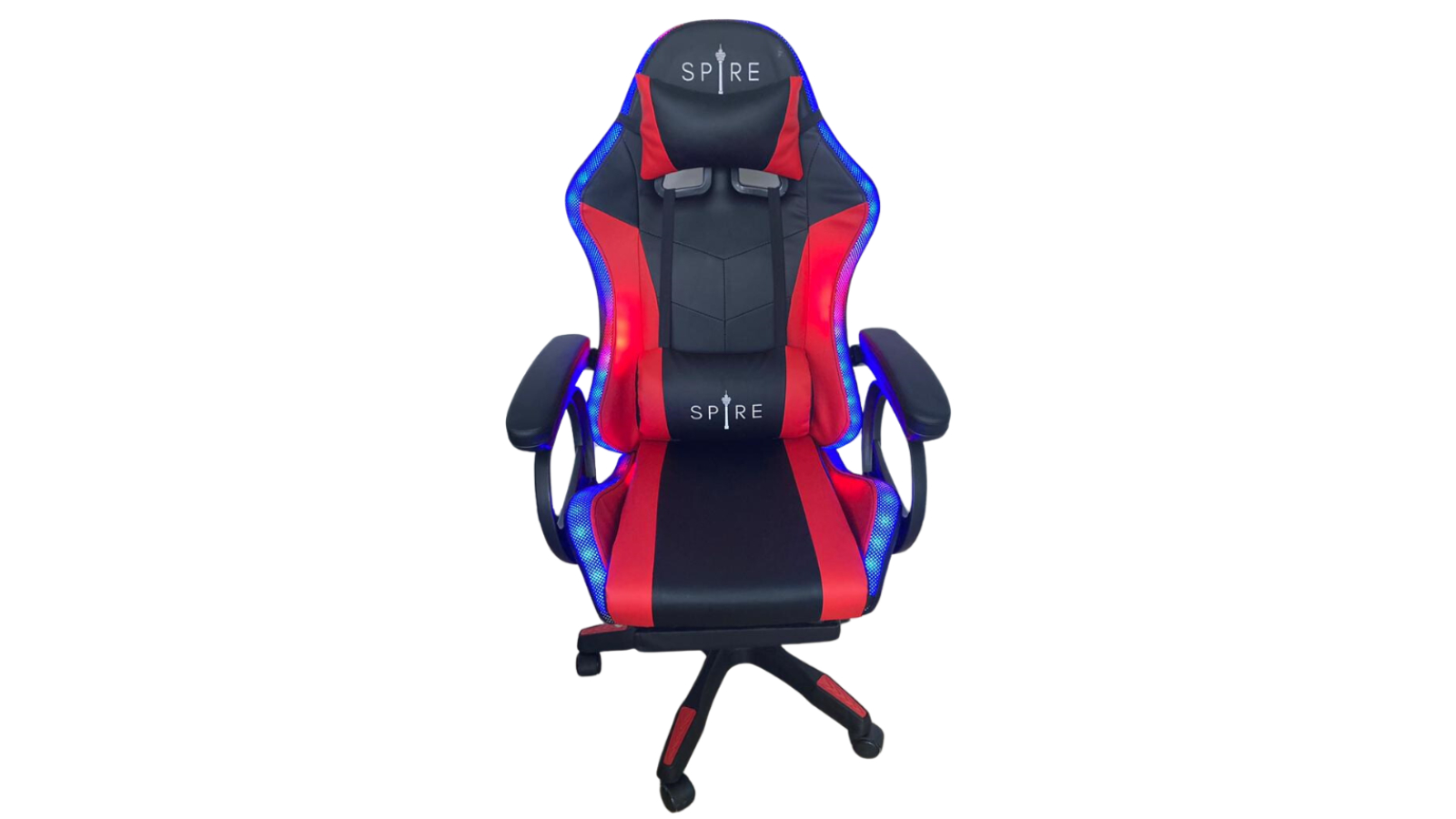 Spire Onyx LED Massage Gaming Chair - Red and Black