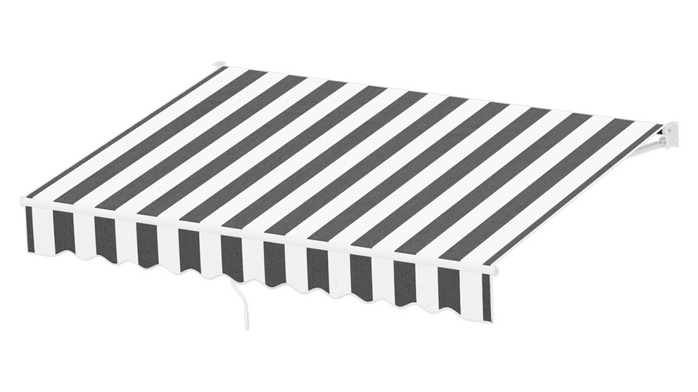 Instahut Grey/White Retractable Folding Arm Awning Manual Sunshade - 2.5m x 2m