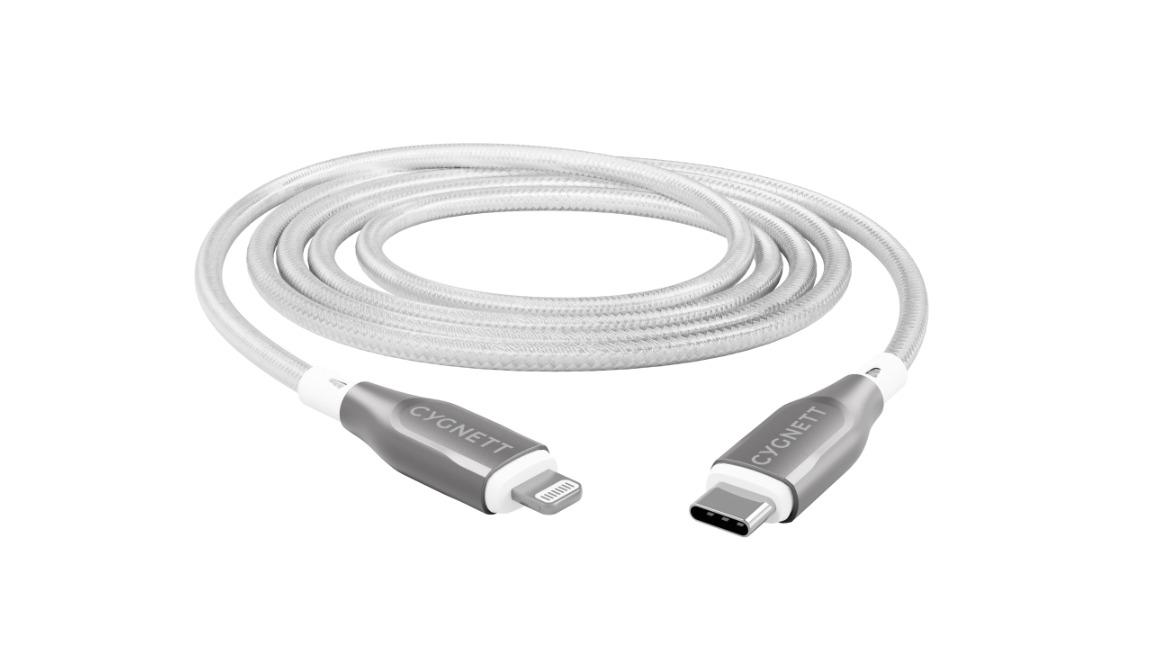 Cygnett 3metre Armoured Lightning Cable to USB-C - White