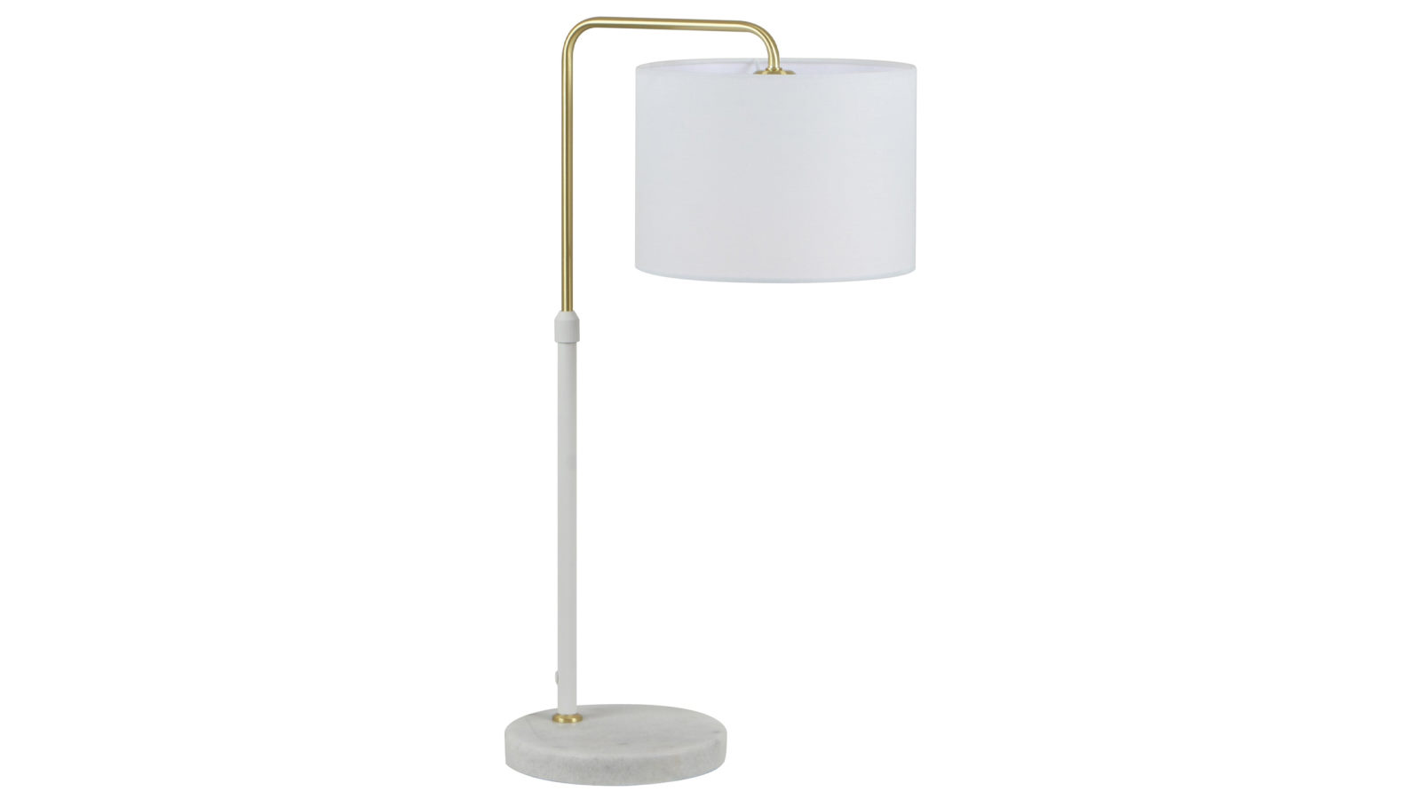 CLA Lighting Arriba Drum White Shade with Marble Base Height Adjustable Table Lamp
