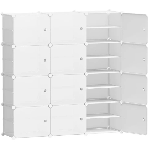 Artiss 12 Storage DIY White Stackable Cube Shoe Rack