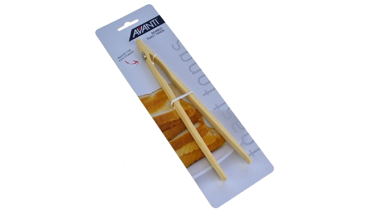 Avanti Bamboo Toast Tongs With Magnet Tong Clip Kitchen Utensil Gadget
