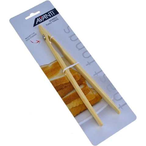 Avanti Bamboo Toast Tongs With Magnet Tong Clip Kitchen Utensil Gadget