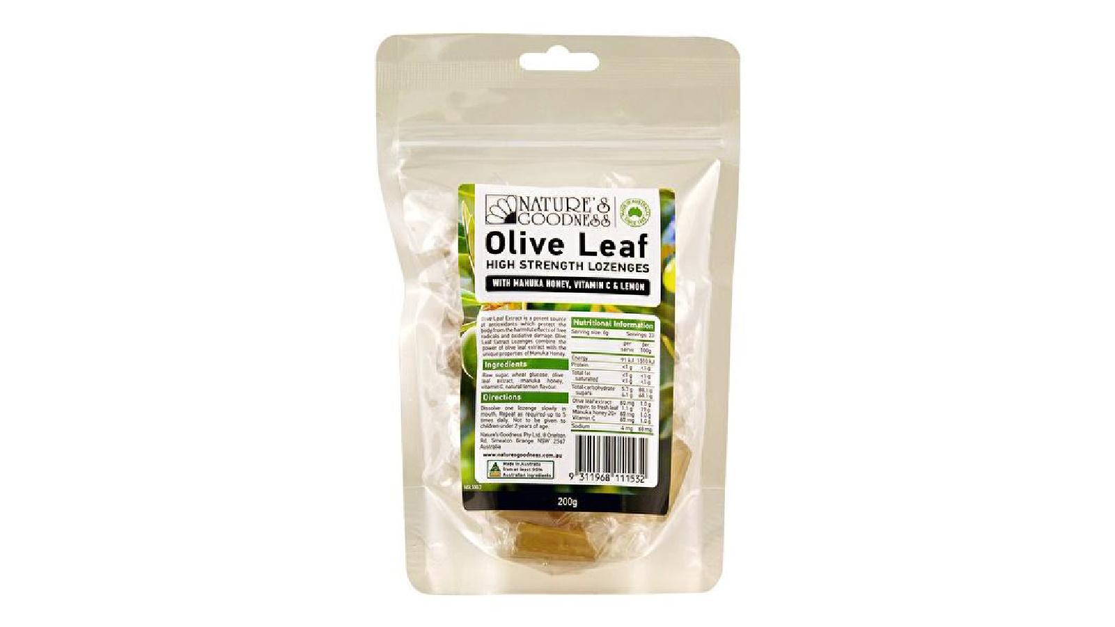 Nature's Goodness Olive Leaf High Strength Lozenges Harvey Norman