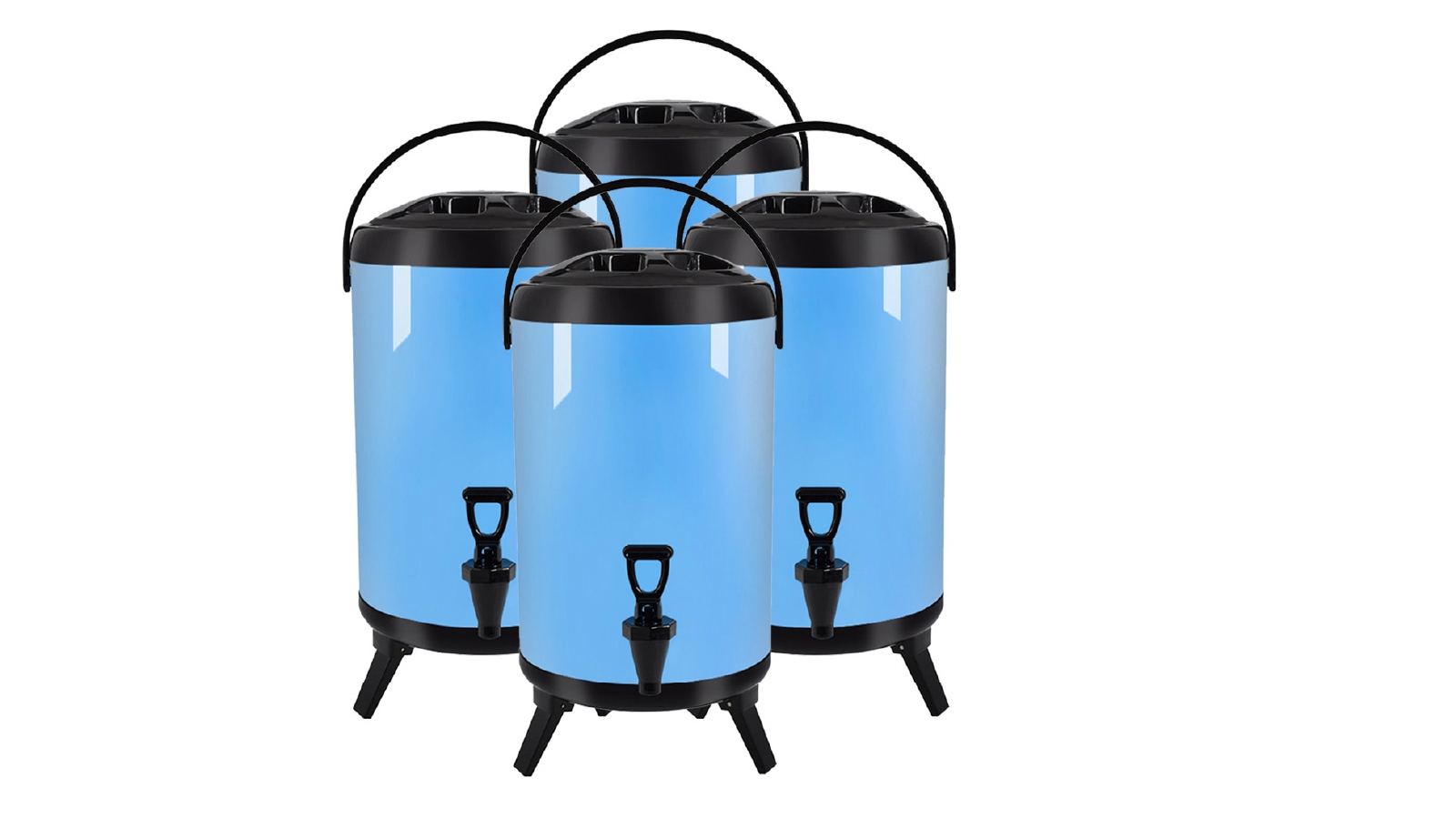 SOGA 4x 10L Stainless Steel Insulated  Beverage Dispenser Container with Faucet Blue