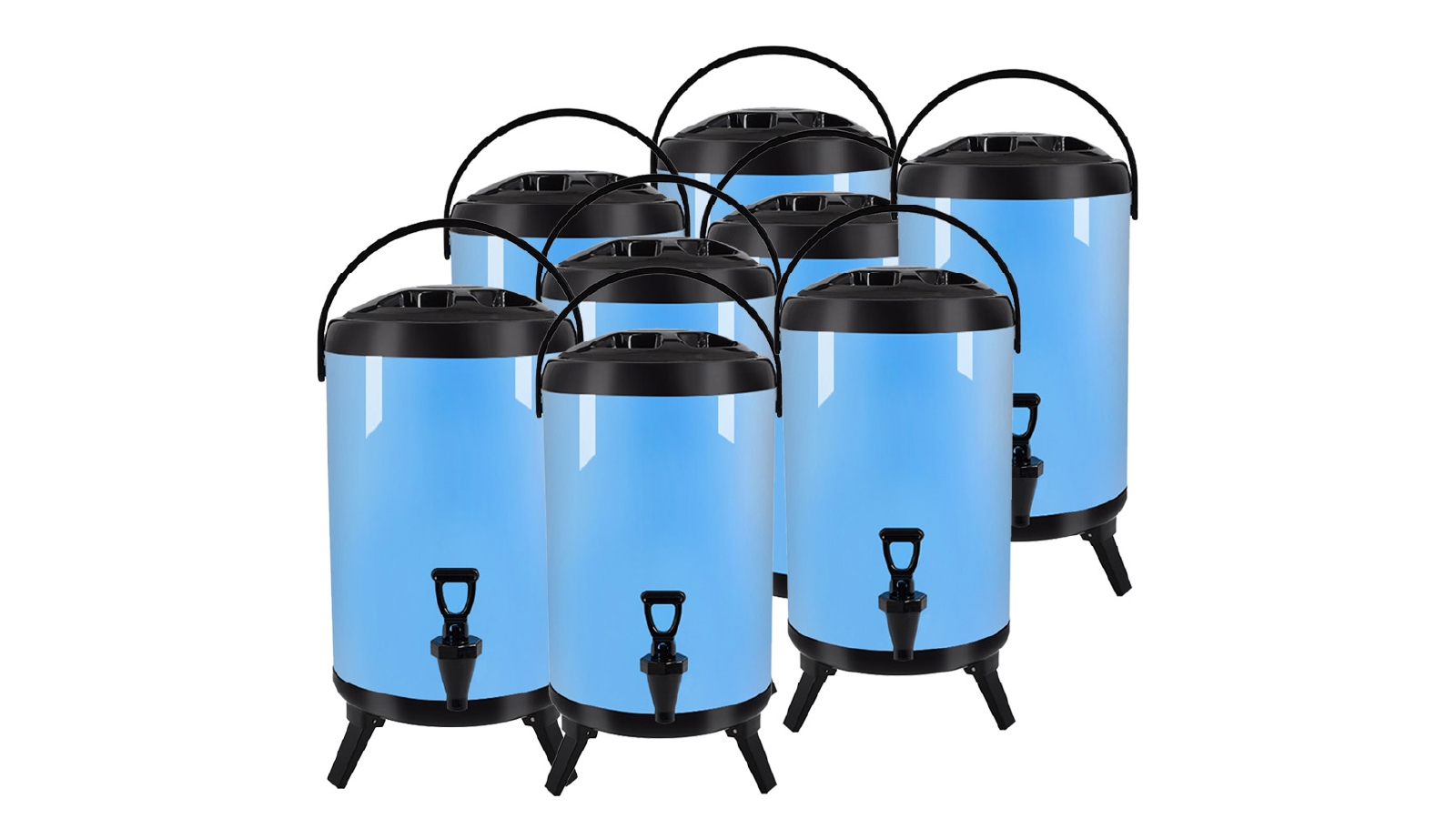 SOGA 8x 10L Stainless Steel Insulated  Beverage Dispenser Container with Faucet Blue