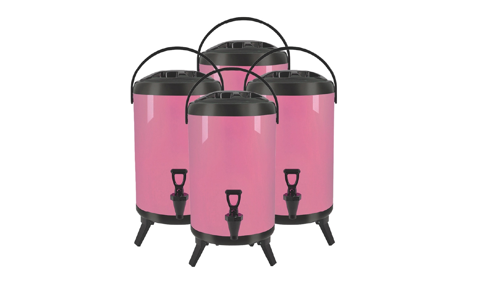 SOGA 4x 10L Stainless Steel Insulated  Beverage Dispenser Container with Faucet Pink