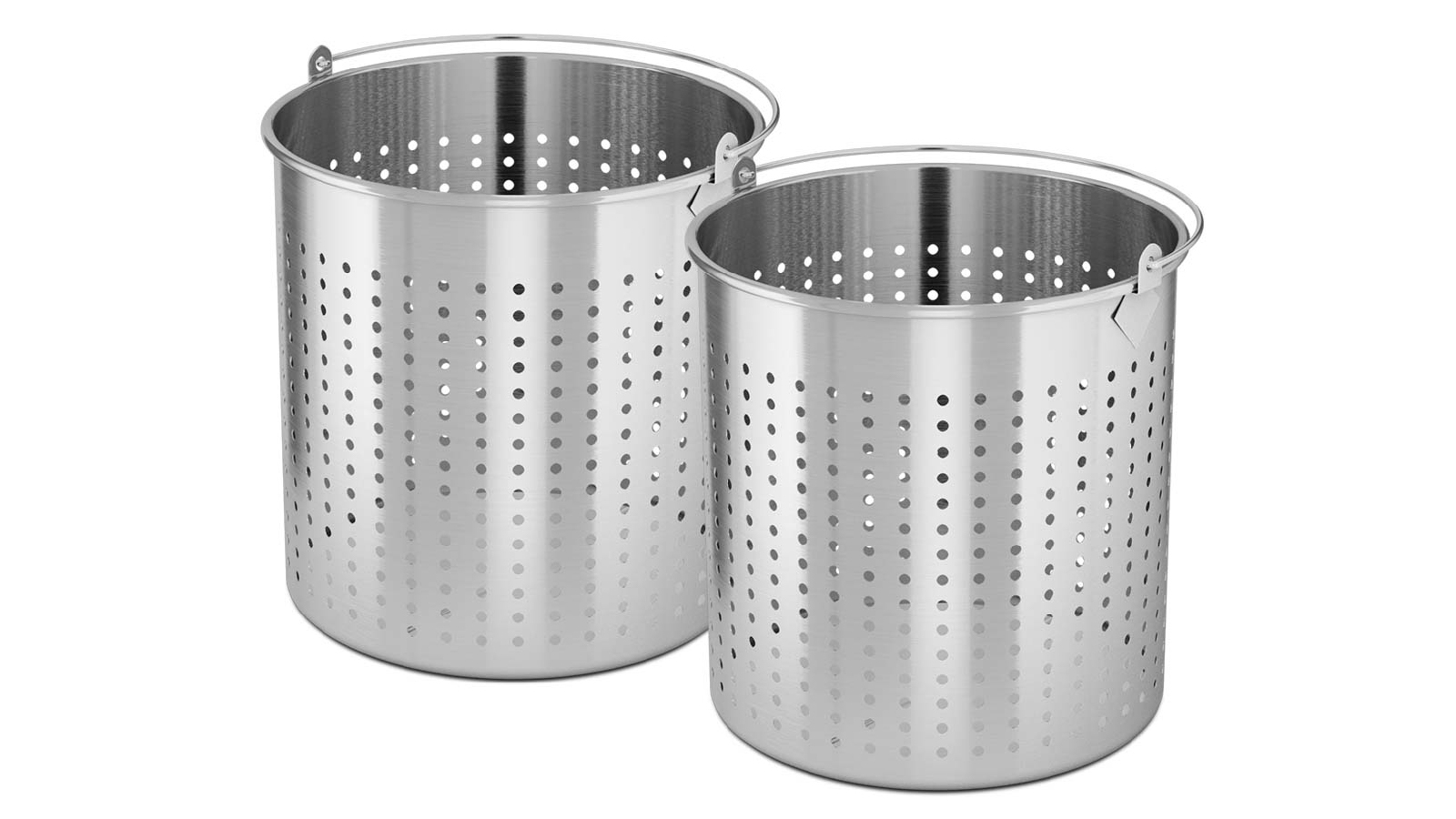 SOGA 2x 21L 18/10 Stainless Steel Perforated Strainer with Handle