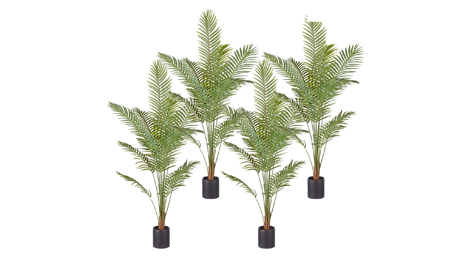 Soga 4 Piece Green Artificial Indoor Rogue Areca Palm Tree - 210cm