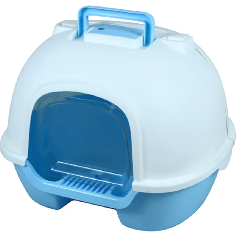 YES4PETS Portable Hooded Cat Toilet Litter Box Tray House with Handle and Scoop - Blue