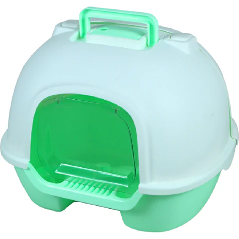 YES4PETS Portable Hooded Cat Kitten Toilet Litter Box Tray House with Handle and Scoop - Green