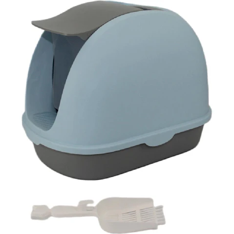 YES4PETS Portable Hooded Cat Litter Box Tray House With Handle and Scoop - Blue
