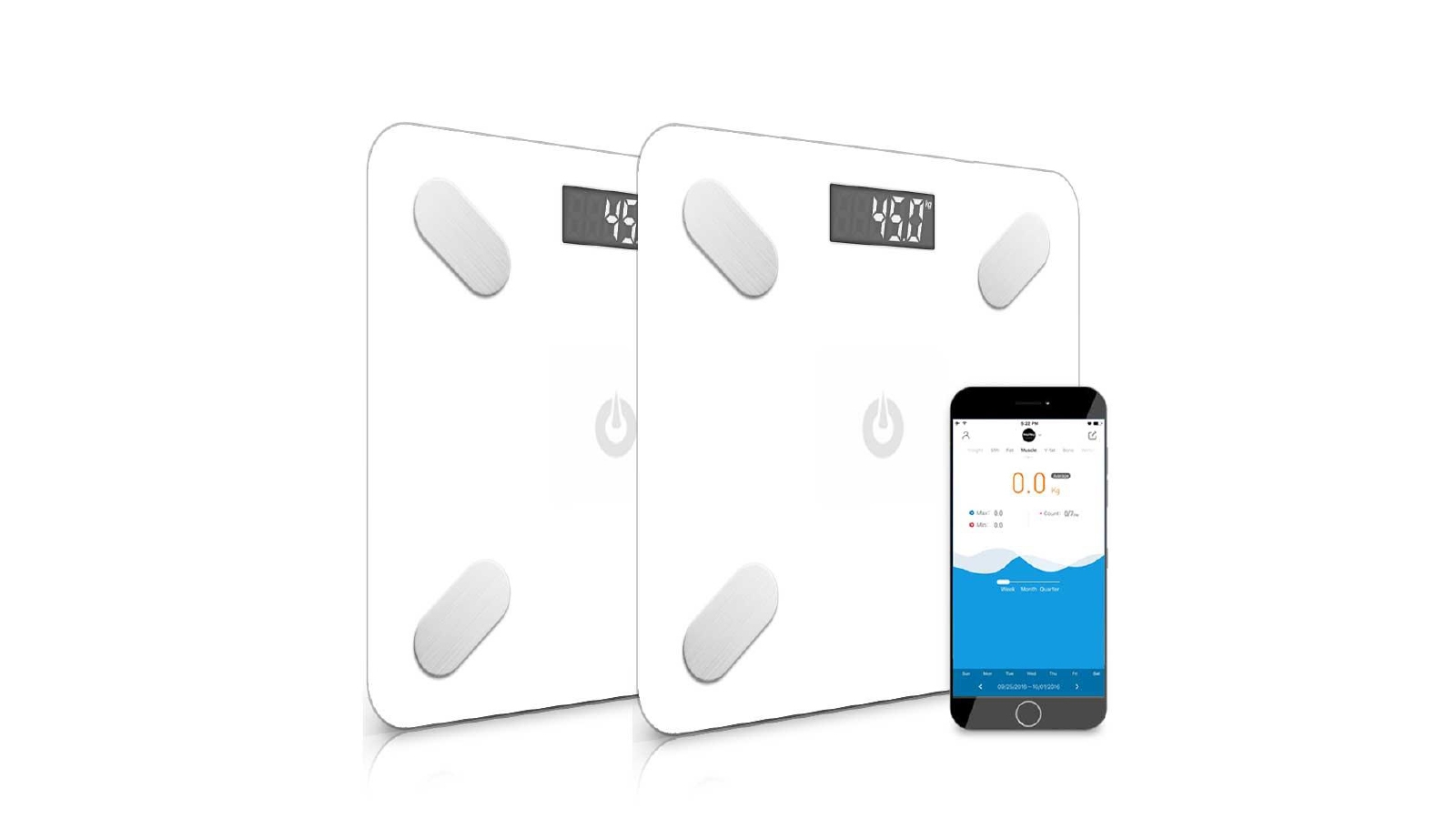 SOGA 2x Wireless Bluetooth Digital Body Fat Scale - White