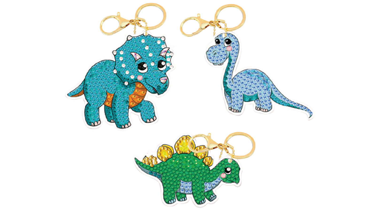 Craft Buddy Dinosaur Friends Keyring Kit Crystal Art