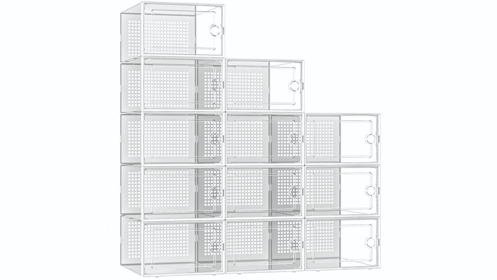 12 Piece Plastic Stackable Shoe Storage Boxes - Clear