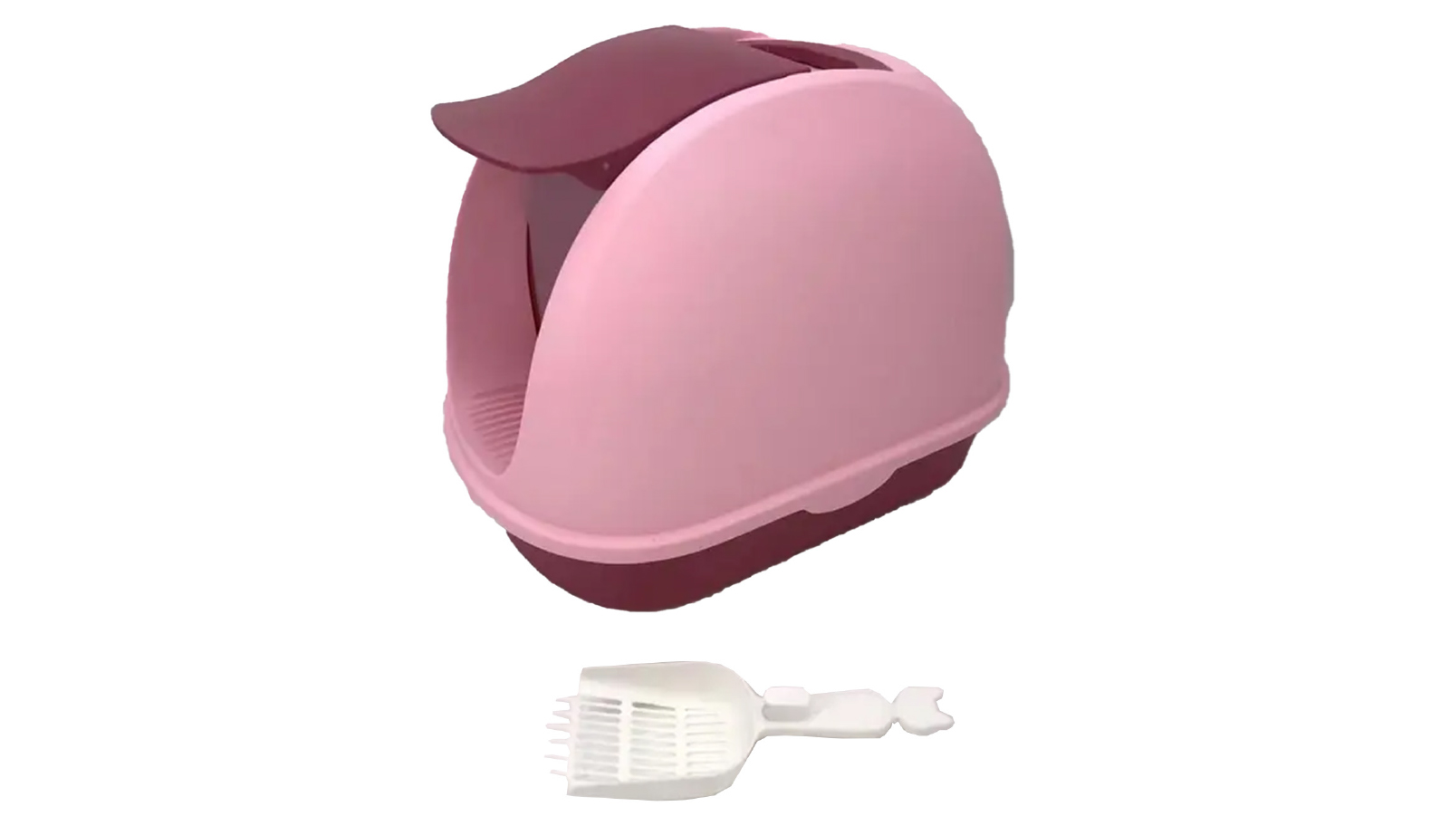 YES4PETS Portable Hooded Cat Toilet Litter Box Tray House with Handle and Scoop  - Pink