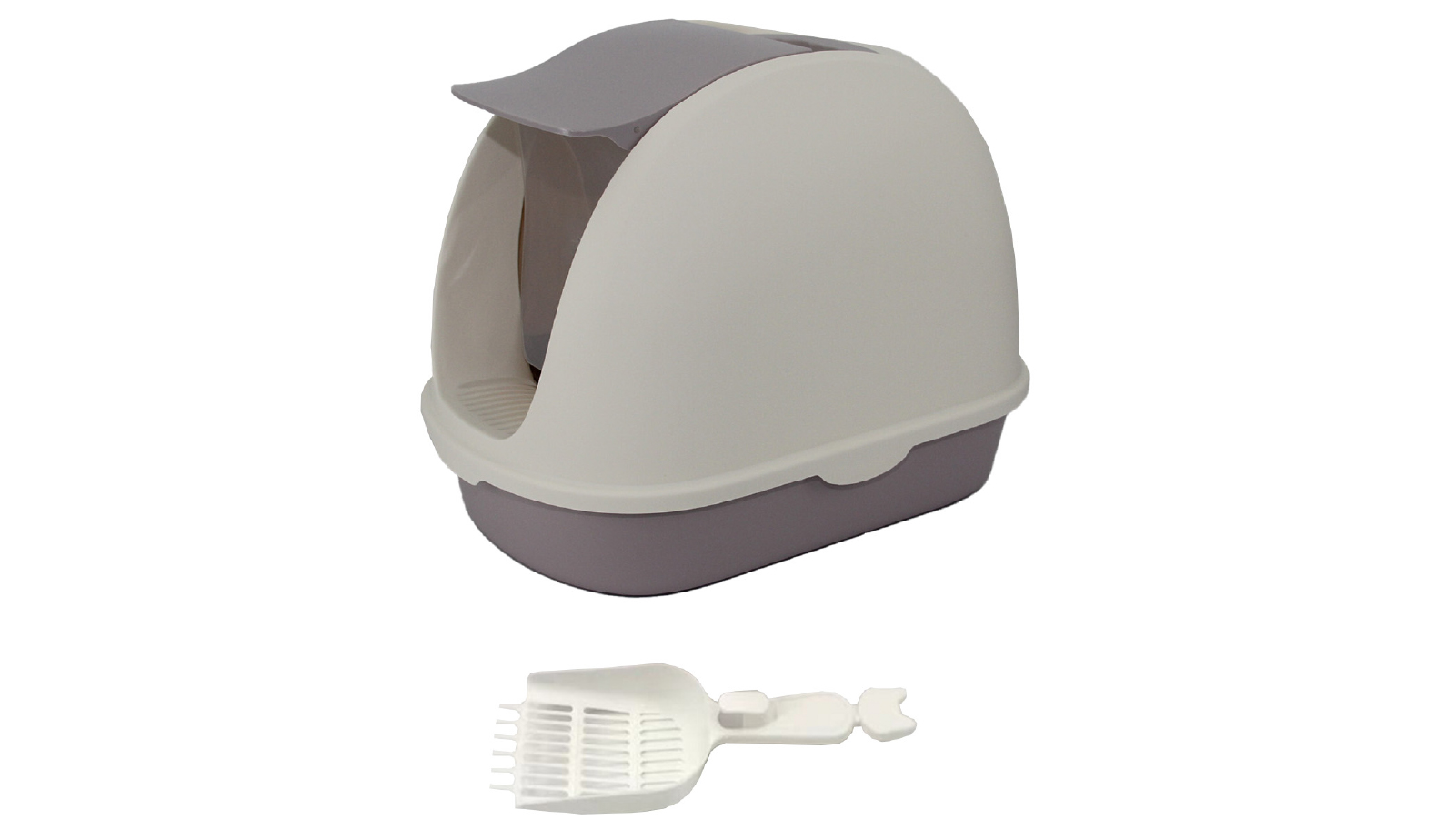 YES4PETS Portable Hooded Cat Toilet Litter Box Tray House with Handle and Scoop - White