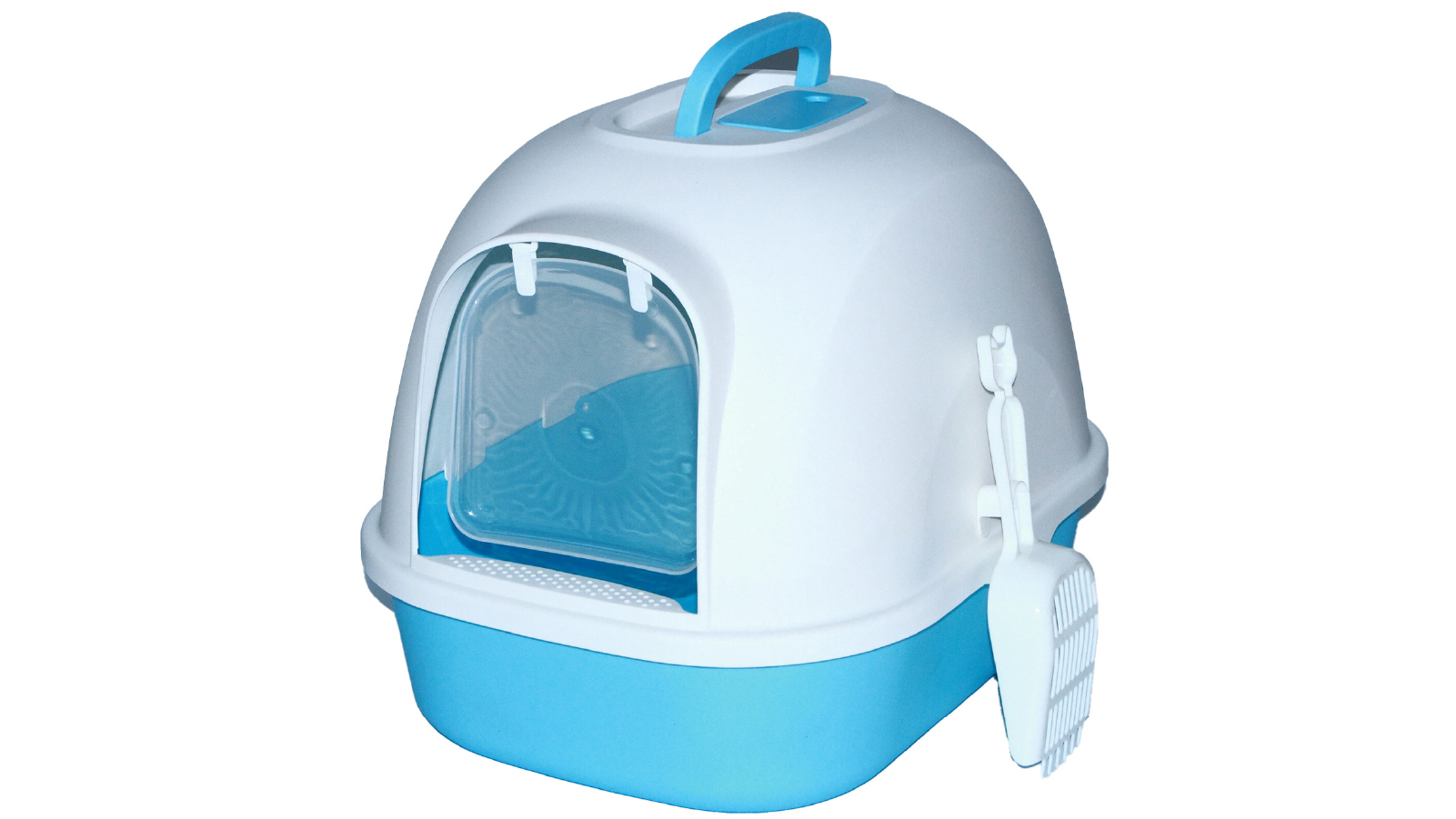 YES4PETS Portable Hooded Cat Toilet Litter Box with Handle and Scoop - Blue