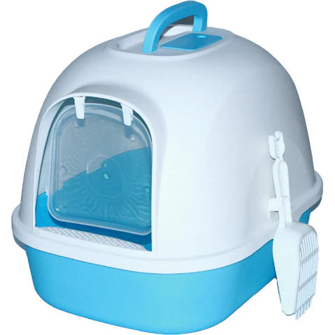 YES4PETS Portable Hooded Cat Toilet Litter Box with Handle and Scoop - Blue