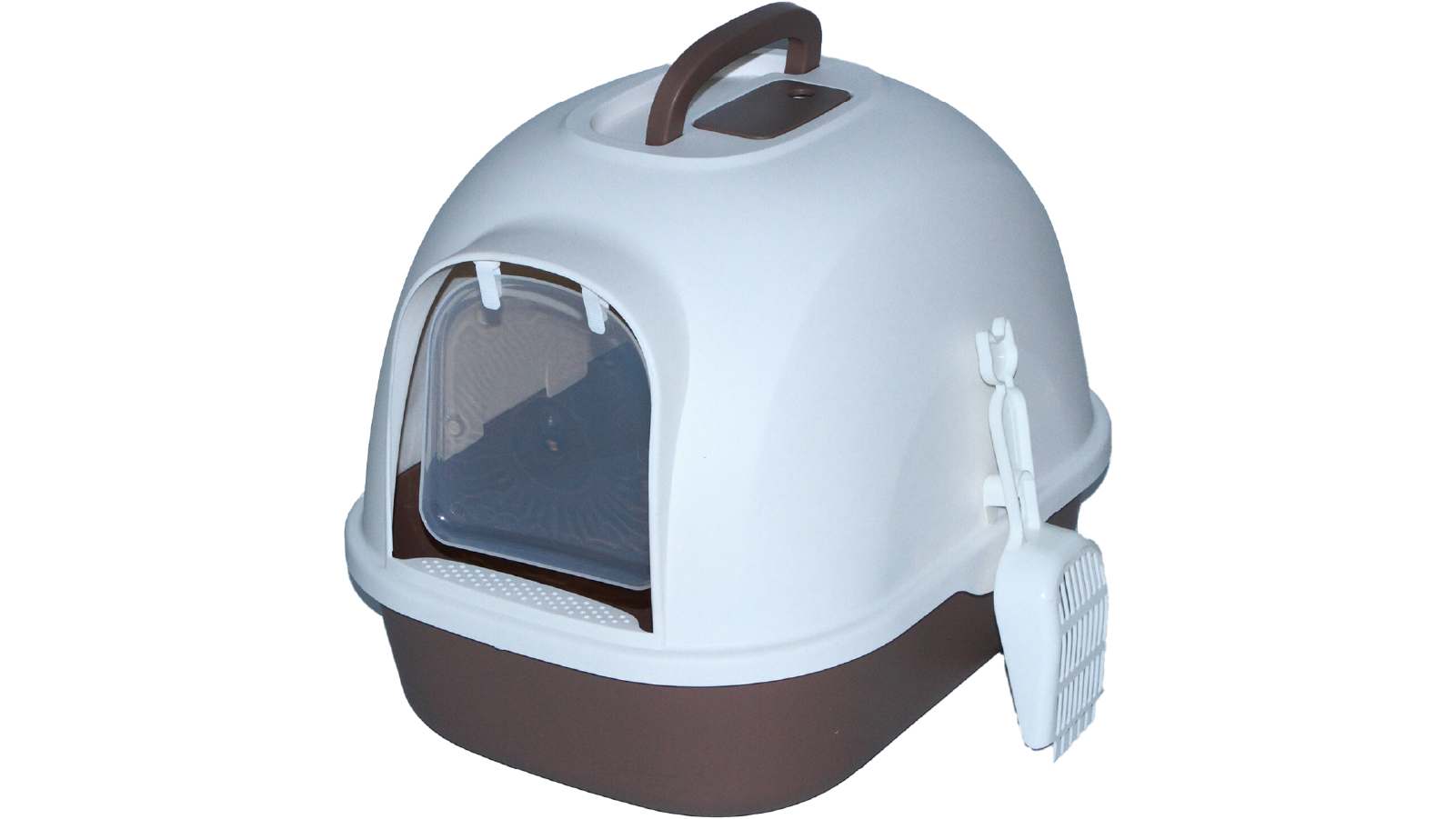 YES4PETS Brown Portable Hooded Cat Litter Box Tray House with Handle and Scoop
