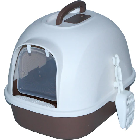 YES4PETS Brown Portable Hooded Cat Litter Box Tray House with Handle and Scoop