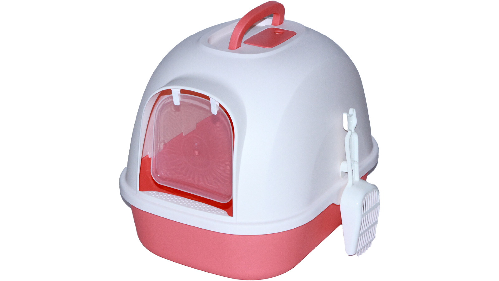 YES4PETS Portable Hooded Cat Toilet Litter Box Tray House with Handle and Scoop Red