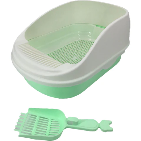 YES4PETS Green Portable Cat Toilet Litter Box Tray with Scoop and Grid - Large