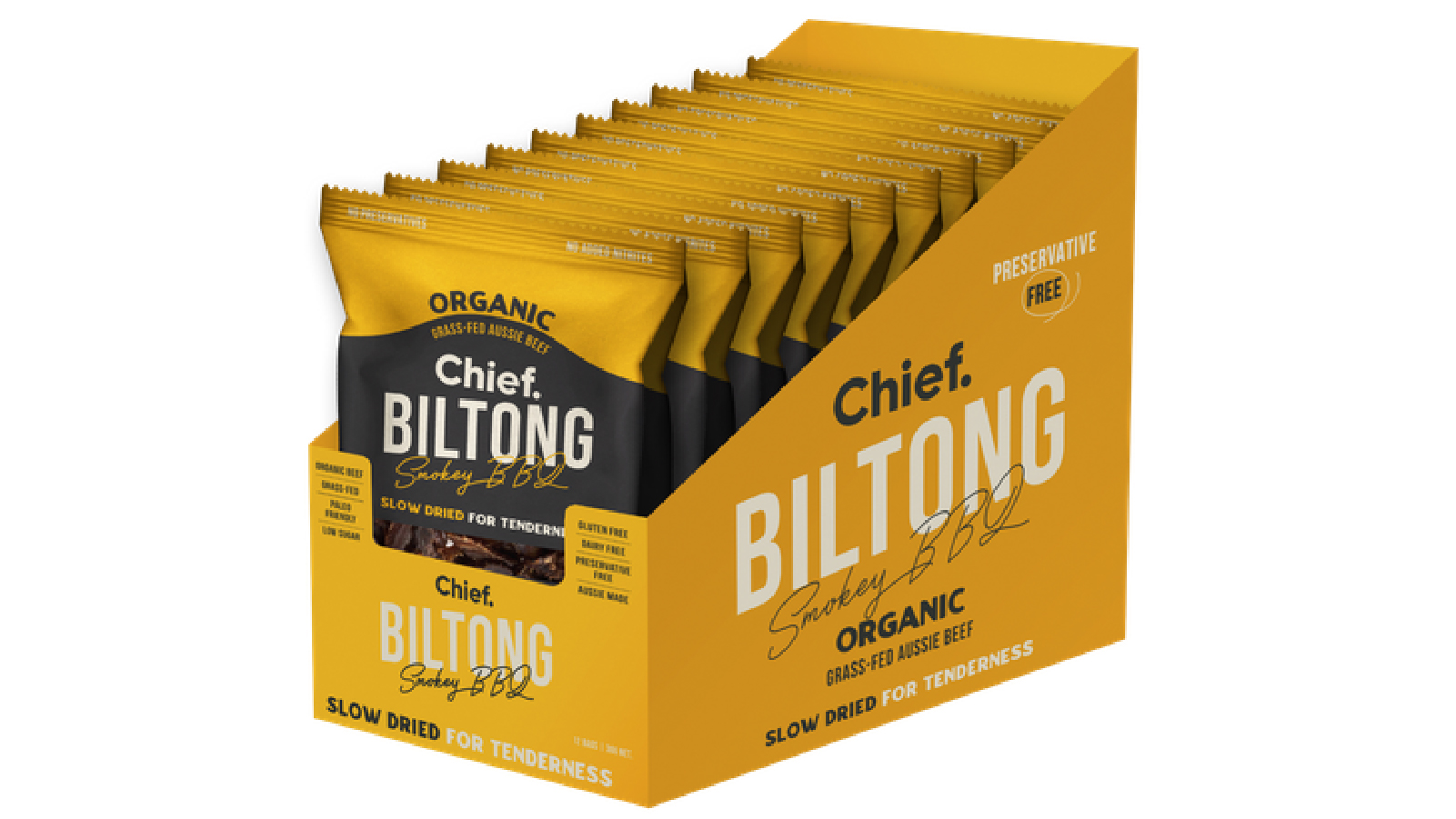 Chief  Box of 12 Smokey BBQ Biltong