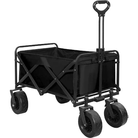 Lambu Foldable Wagon Cart Trolley Cart Collapsible Beach Outdoor Garden Cart - Black