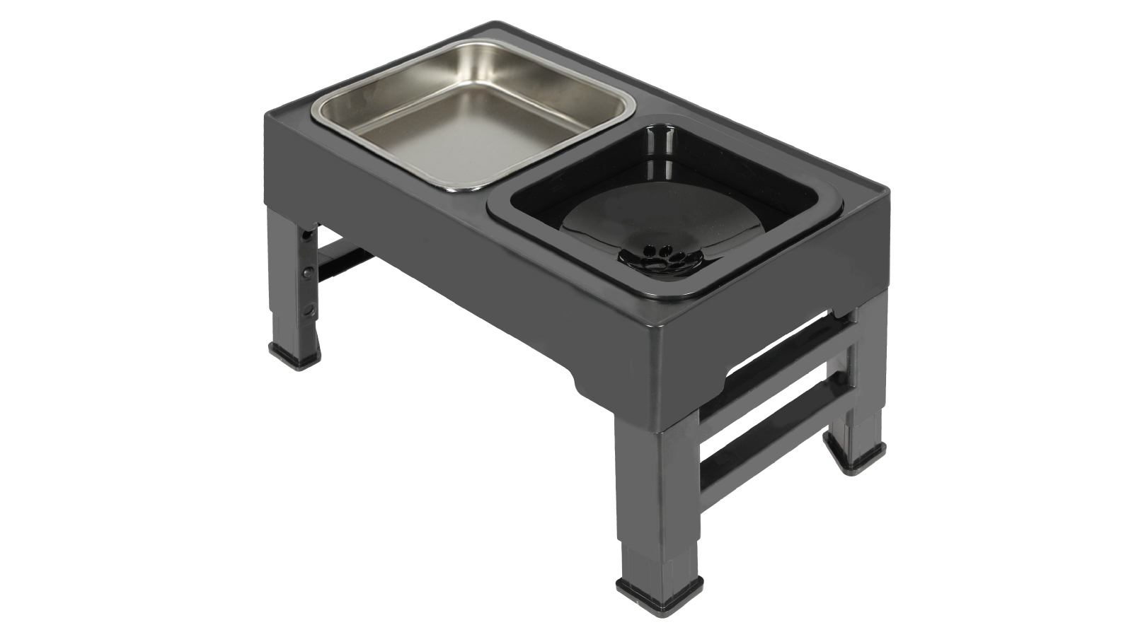 PaWz Elevated Pet Feeder 4 Height Adjustable Dog Stainless Steel Non-Slip Bowl
