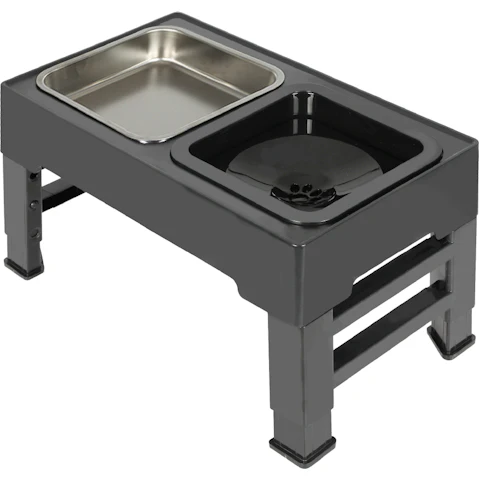 PaWz Elevated Pet Feeder 4 Height Adjustable Dog Stainless Steel Non-Slip Bowl